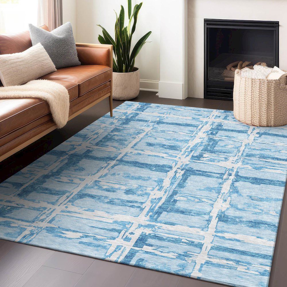 Premium Machine Washable Mayfield AMF745 Sky 8' x 10' Rug. Picture 6