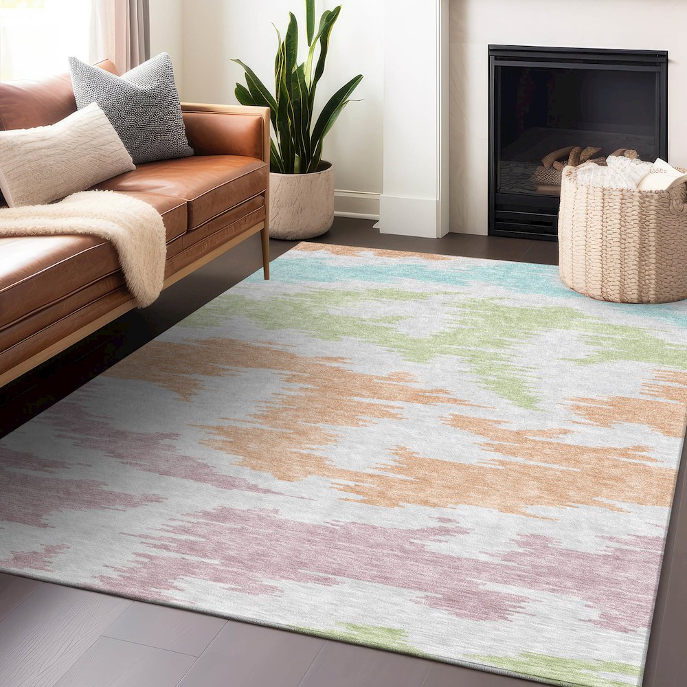 Premium Machine Washable Mayfield AMF746 White 8' x 10' Rug. Picture 6