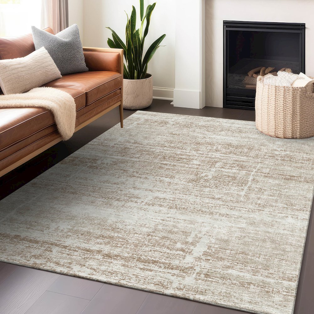 Premium Machine Washable Mayfield AMF747 Beige 8' x 10' Rug. Picture 6