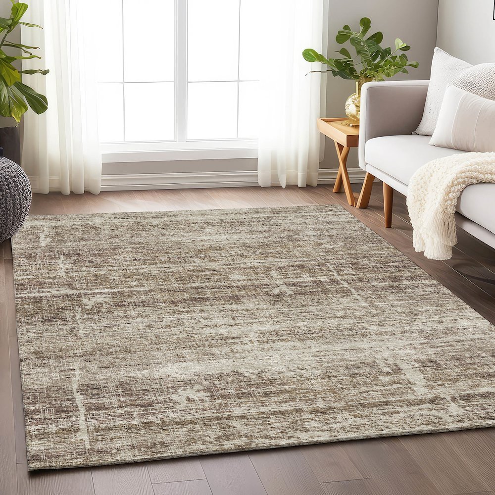 Premium Machine Washable Mayfield AMF747 Brown 8' x 10' Rug. Picture 5