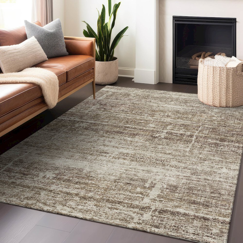 Premium Machine Washable Mayfield AMF747 Brown 8' x 10' Rug. Picture 6
