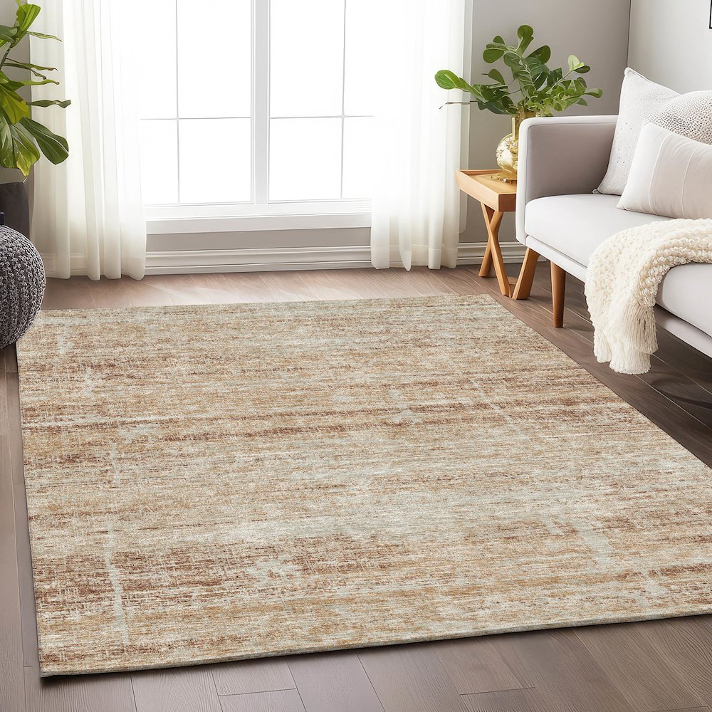 Premium Machine Washable Mayfield AMF747 Copper 8' x 10' Rug. Picture 5