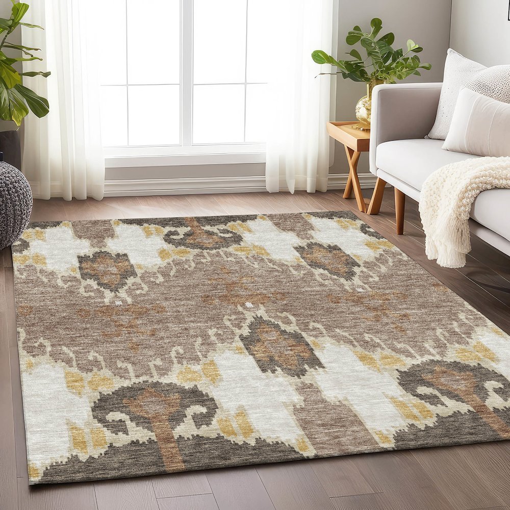 Premium Machine Washable Mayfield AMF748 Brown 8' x 10' Rug. Picture 5