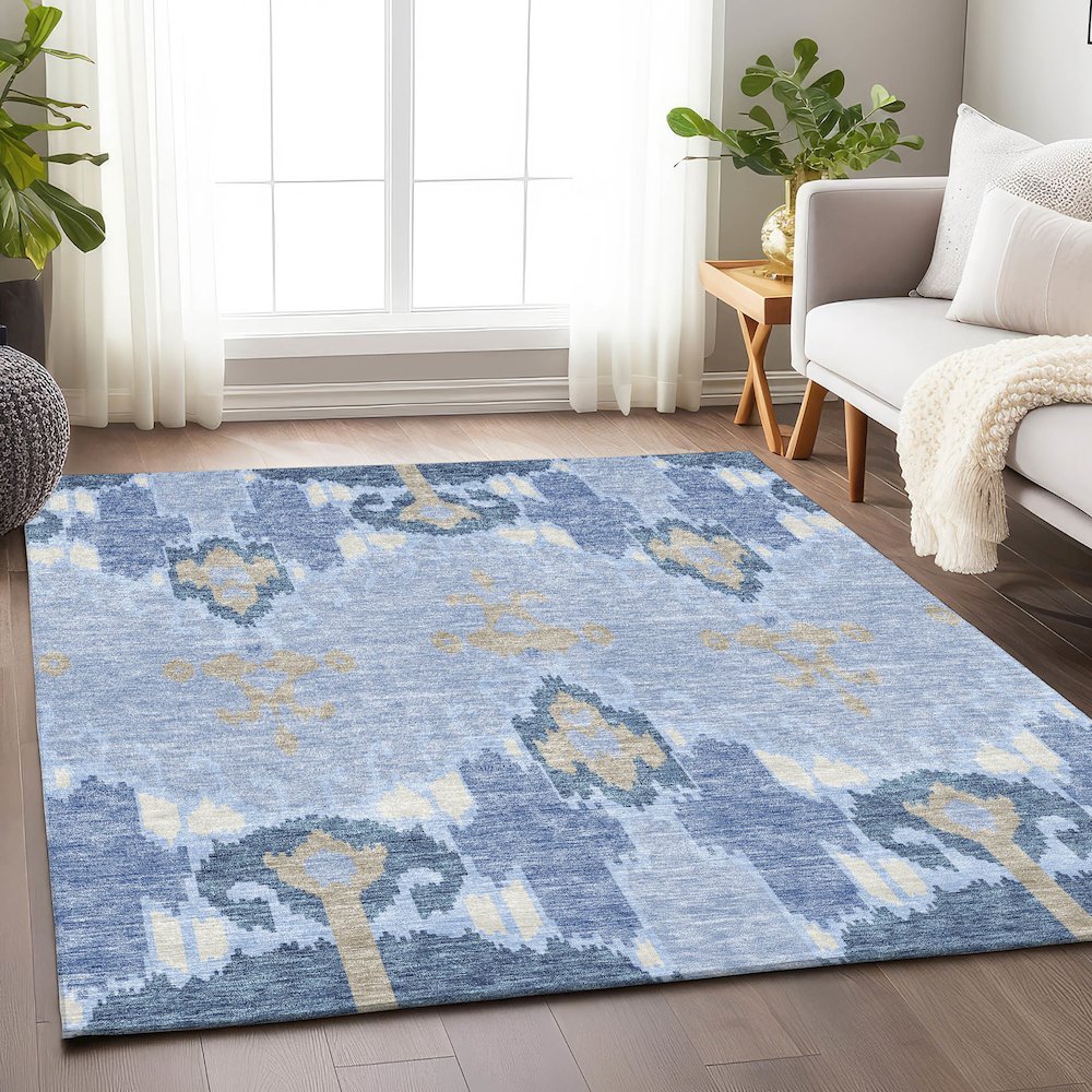 Premium Machine Washable Mayfield AMF748 Sky 8' x 10' Rug. Picture 5
