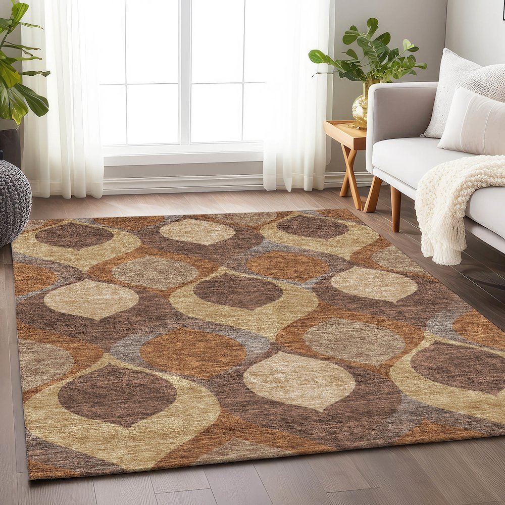 Premium Machine Washable Mayfield AMF749 Copper 8' x 10' Rug. Picture 5