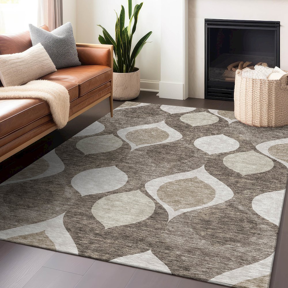 Premium Machine Washable Mayfield AMF749 Taupe 8' x 10' Rug. Picture 6
