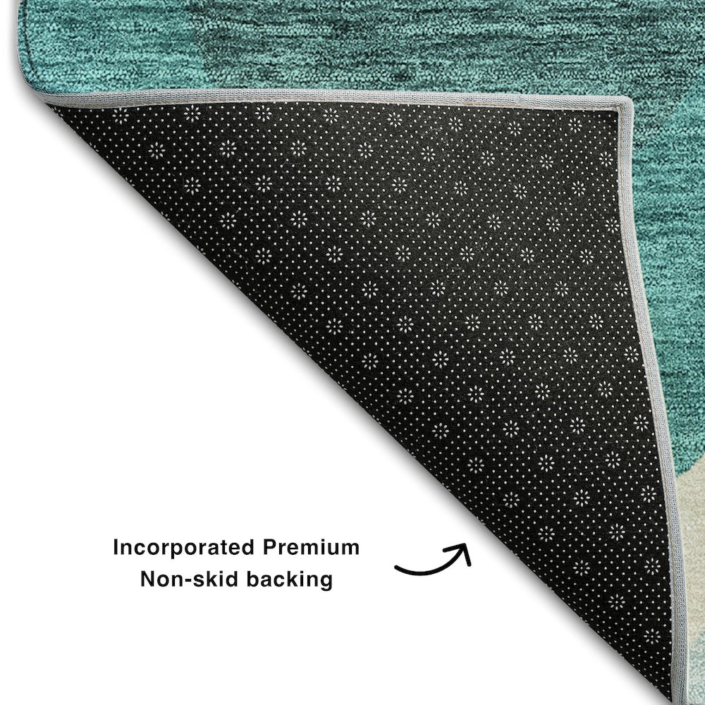 Premium Machine Washable Mayfield AMF749 Teal 3' x 5' Rug. Picture 2