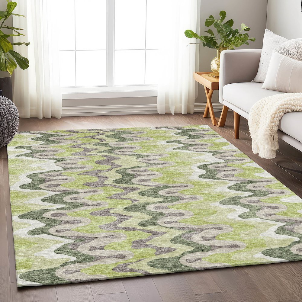 Premium Machine Washable Mayfield AMF750 Aloe 8' x 10' Rug. Picture 5