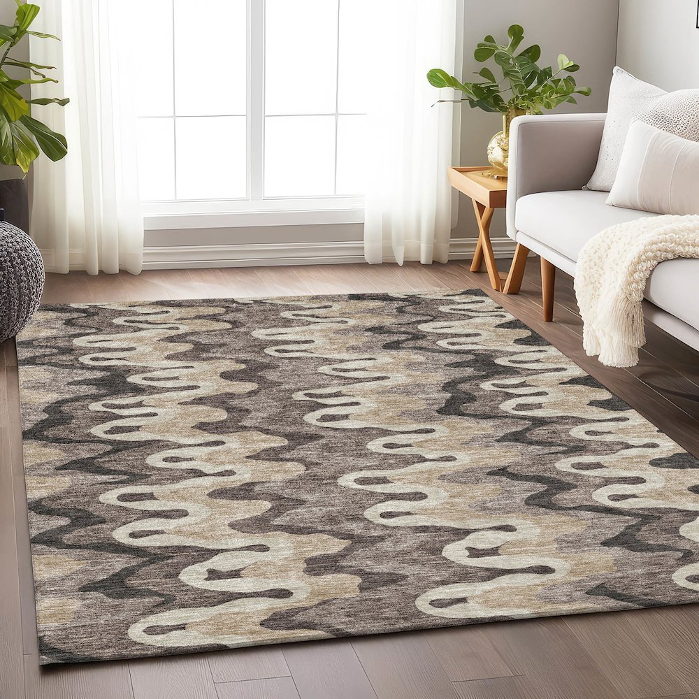 Premium Machine Washable Mayfield AMF750 Taupe 8' x 10' Rug. Picture 5