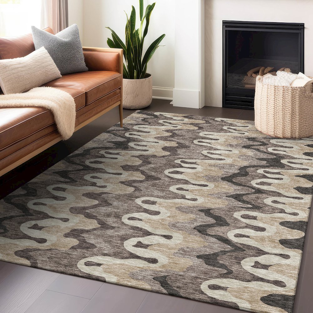 Premium Machine Washable Mayfield AMF750 Taupe 8' x 10' Rug. Picture 6