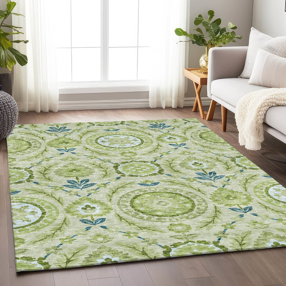 Premium Machine Washable Mayfield AMF751 Aloe 8' x 10' Rug. Picture 5