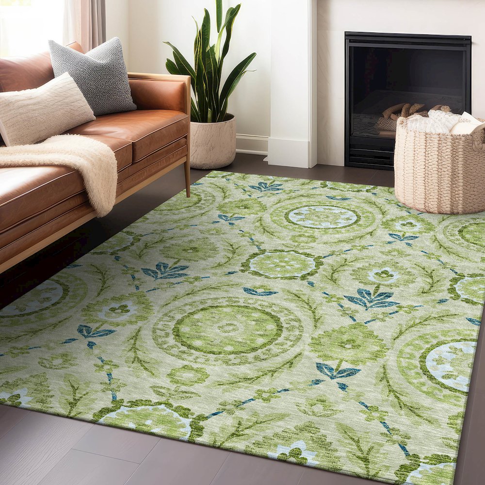 Premium Machine Washable Mayfield AMF751 Aloe 8' x 10' Rug. Picture 6