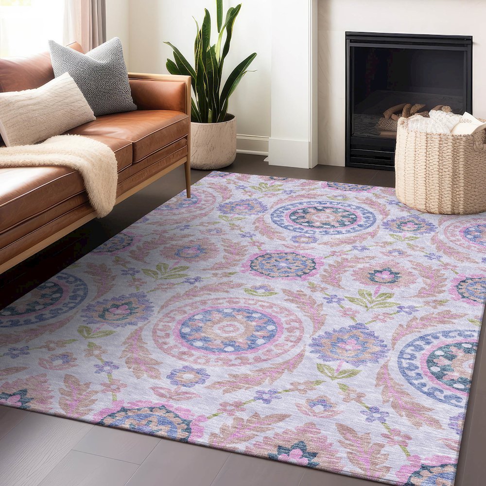 Premium Machine Washable Mayfield AMF751 Blush 8' x 10' Rug. Picture 6