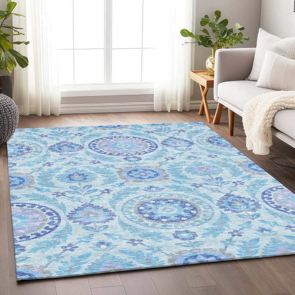 Premium Machine Washable Mayfield AMF751 Sky 8' x 10' Rug. Picture 5