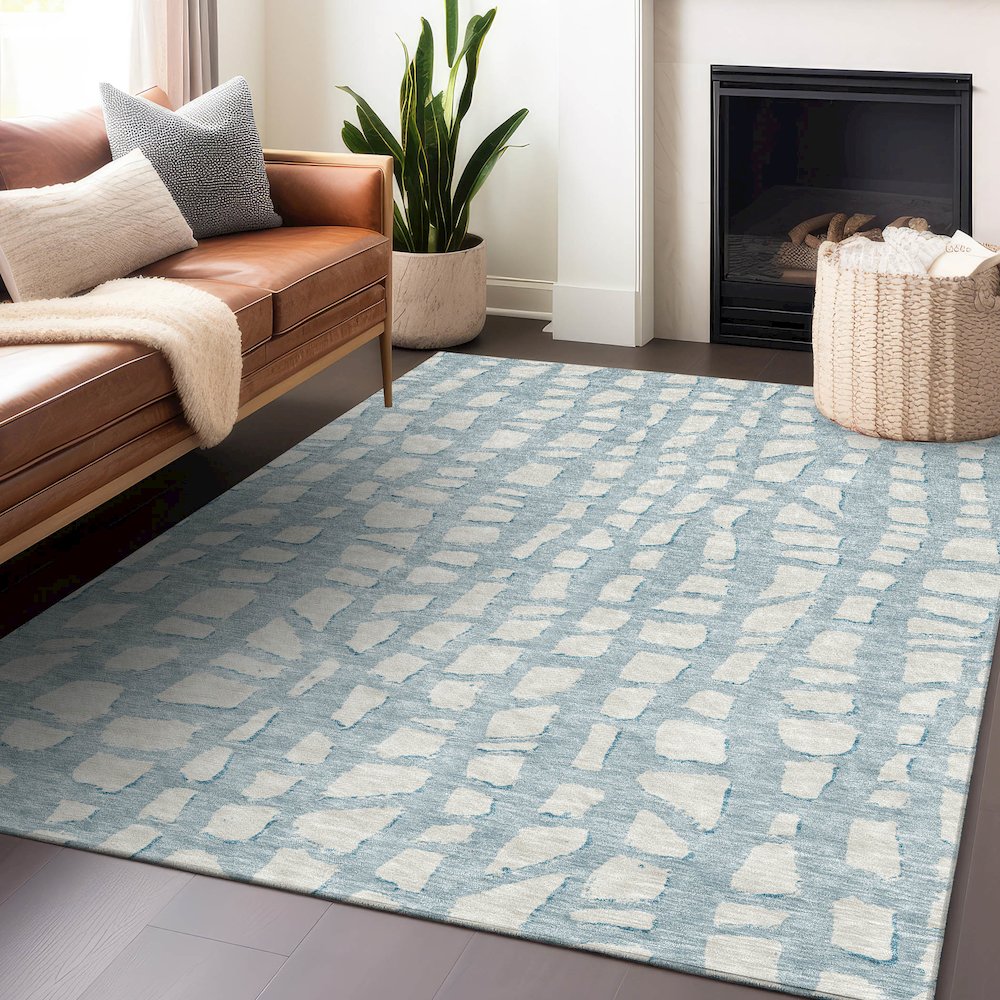 Premium Machine Washable Mayfield AMF754 Sky 8' x 10' Rug. Picture 6