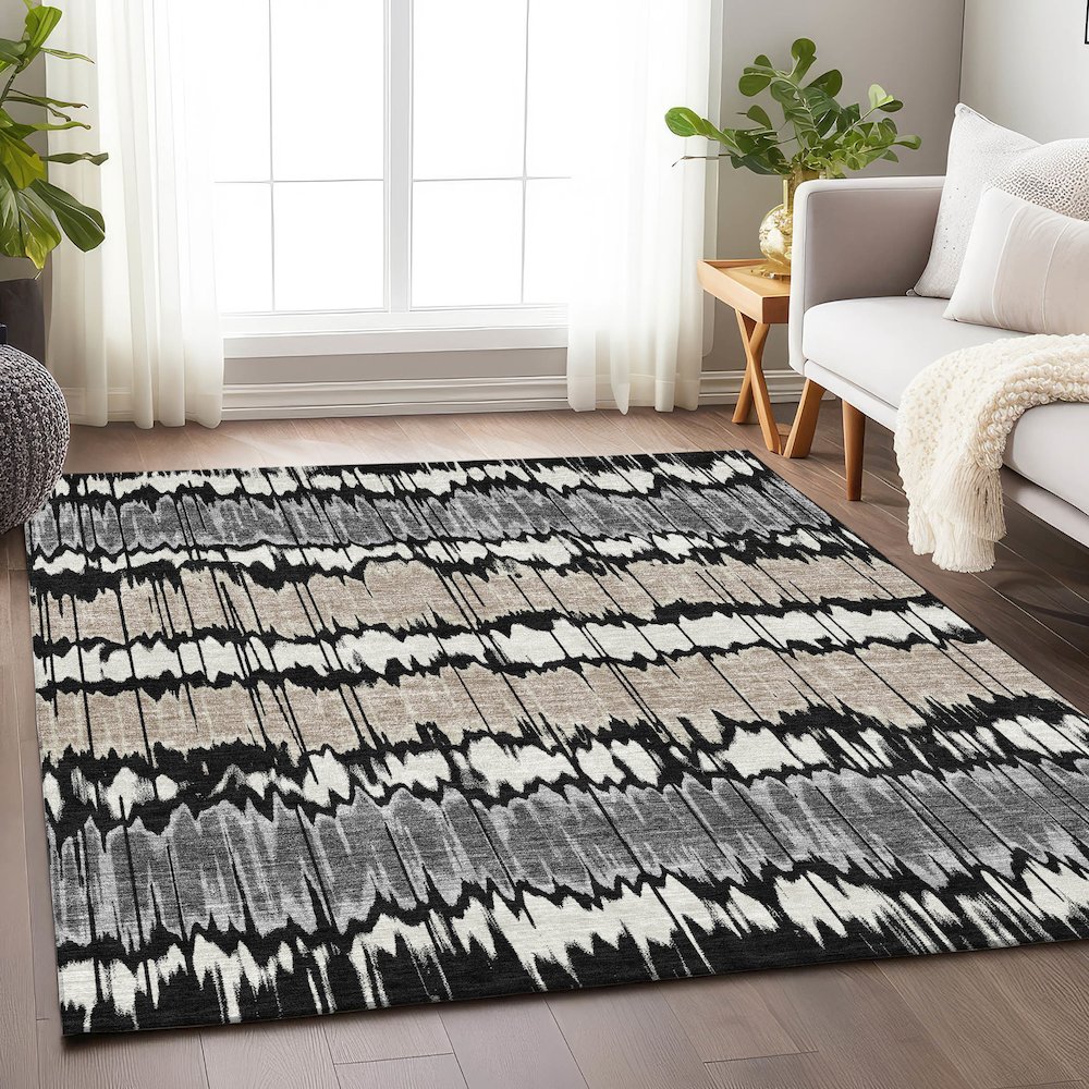Premium Machine Washable Mayfield AMF755 Black 8' x 10' Rug. Picture 5