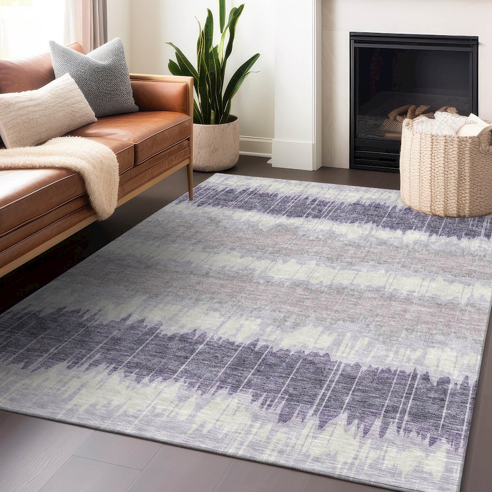 Premium Machine Washable Mayfield AMF755 Lavender 8' x 10' Rug. Picture 6