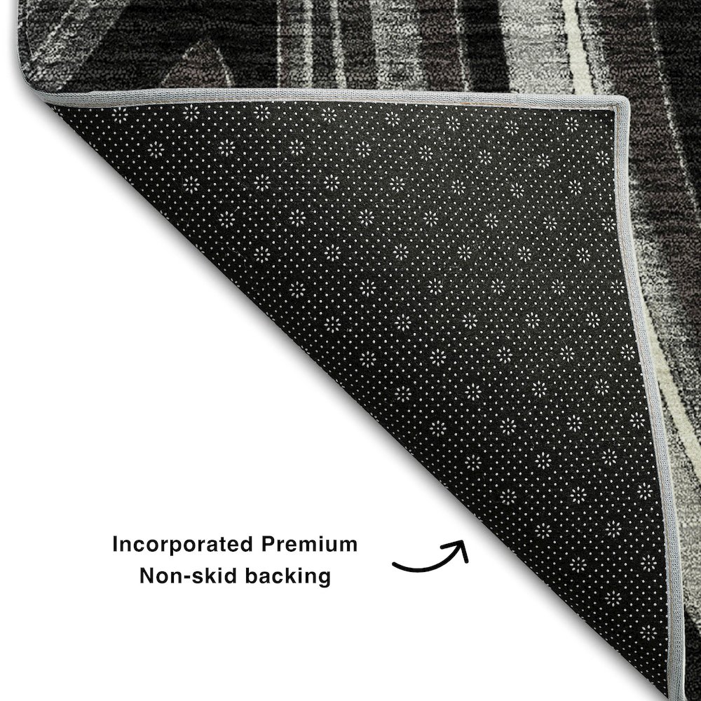 Premium Machine Washable Mayfield AMF756 Black 3' x 5' Rug. Picture 2