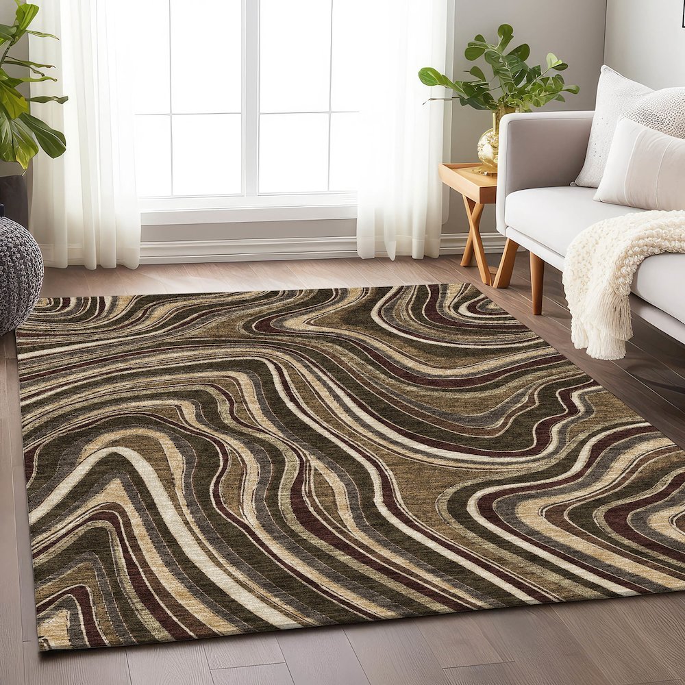 Premium Machine Washable Mayfield AMF756 Fudge 8' x 10' Rug. Picture 5