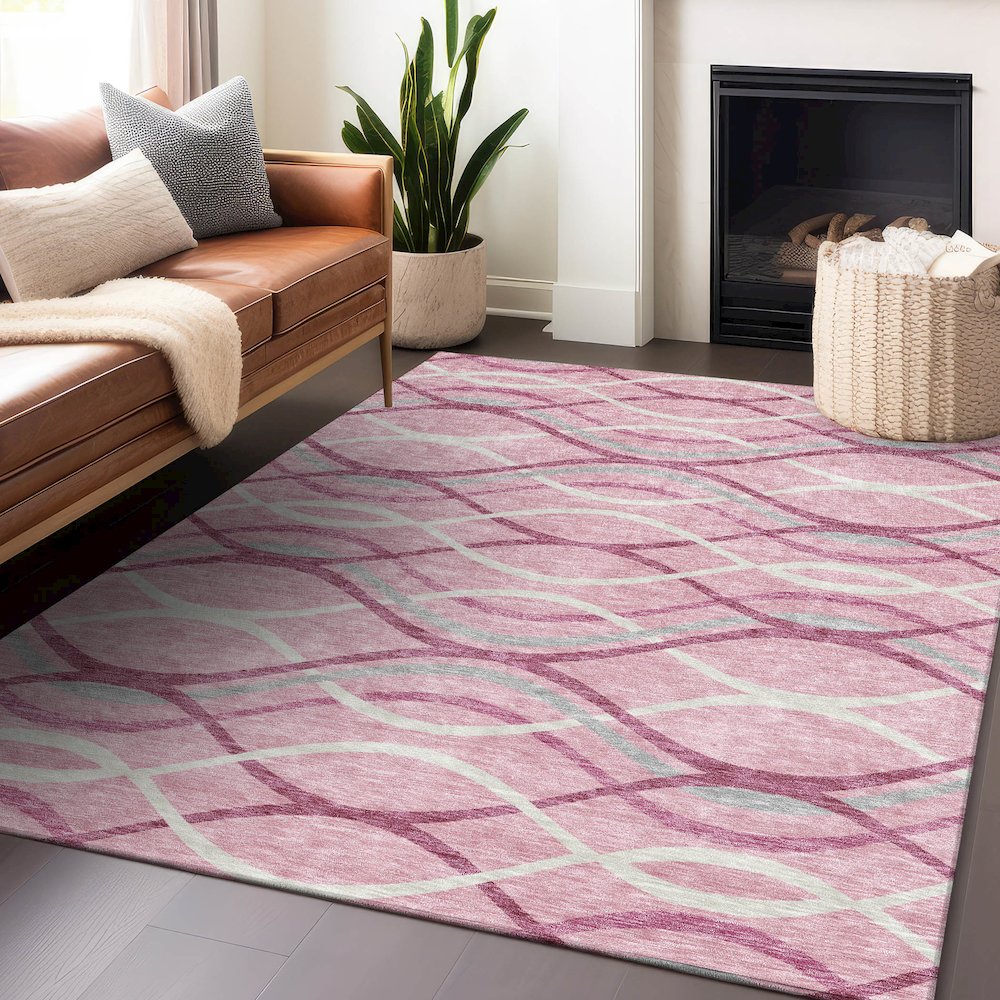 Premium Machine Washable Mayfield AMF757 Pink 8' x 10' Rug. Picture 6