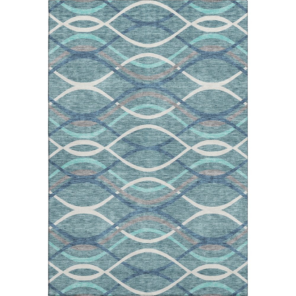 Premium Machine Washable Mayfield AMF757 Teal 8' x 10' Rug. Picture 1