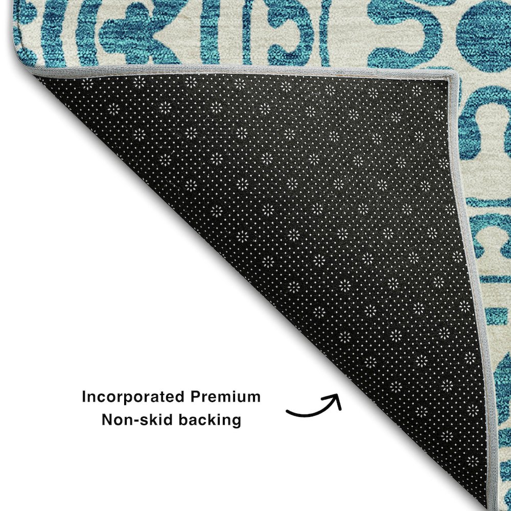 Premium Machine Washable Mayfield AMF758 Teal 3' x 5' Rug. Picture 2