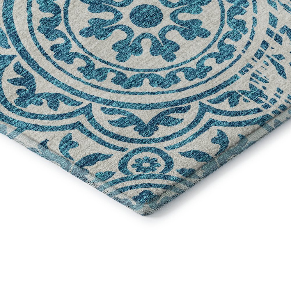 Premium Machine Washable Mayfield AMF758 Teal 3' x 5' Rug. Picture 3