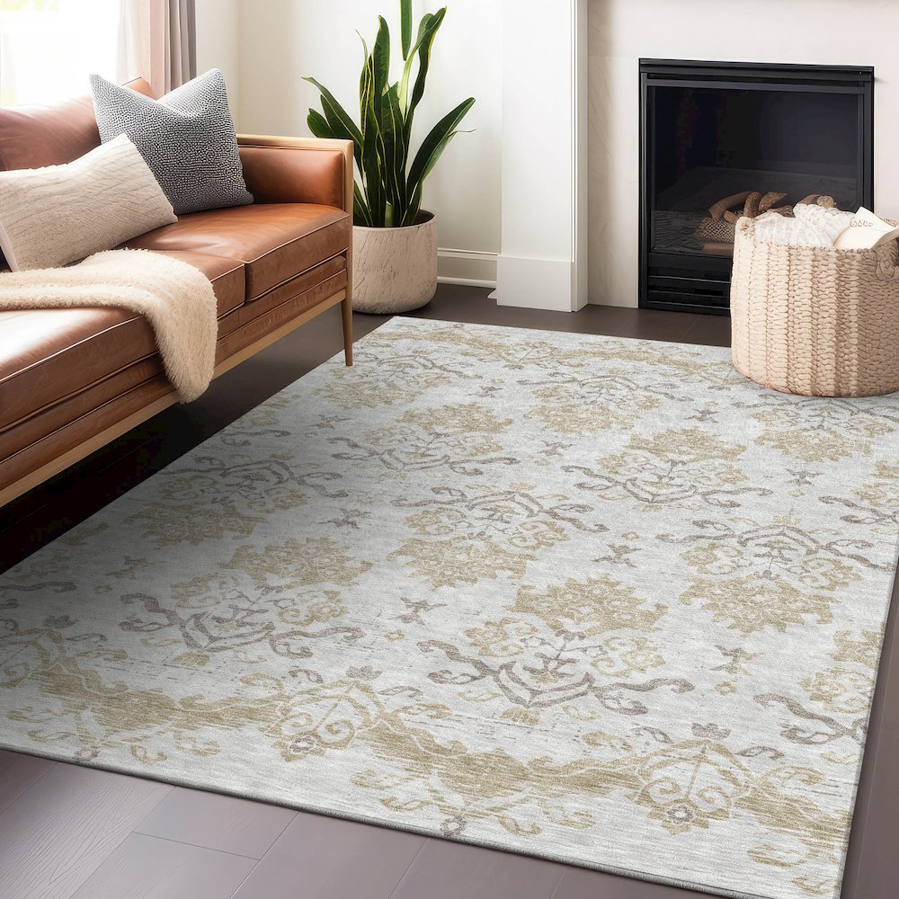 Premium Machine Washable Mayfield AMF759 Ivory 8' x 10' Rug. Picture 6