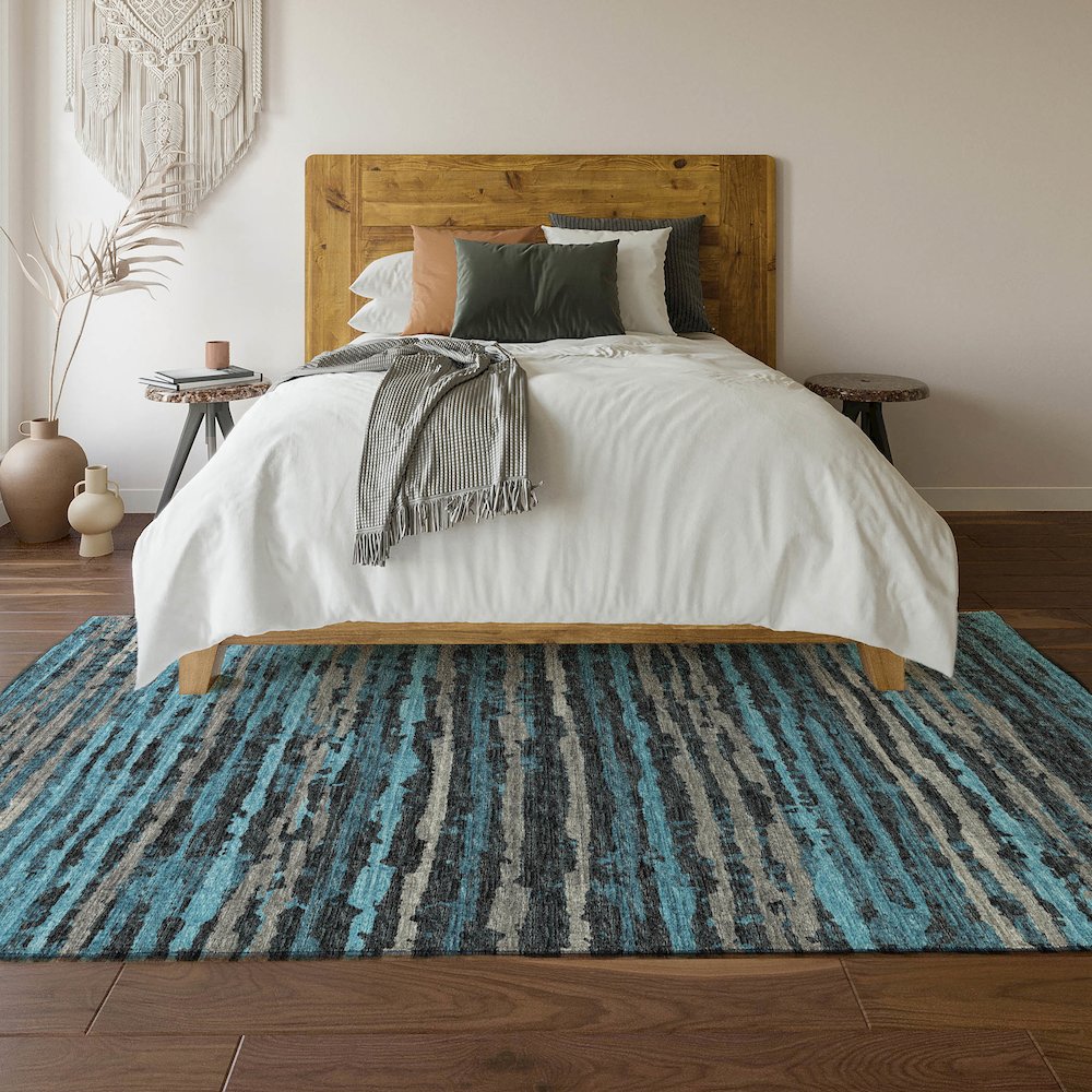 Premium Machine Washable Mayfield  Peacock 8' x 10' Rug. Picture 6