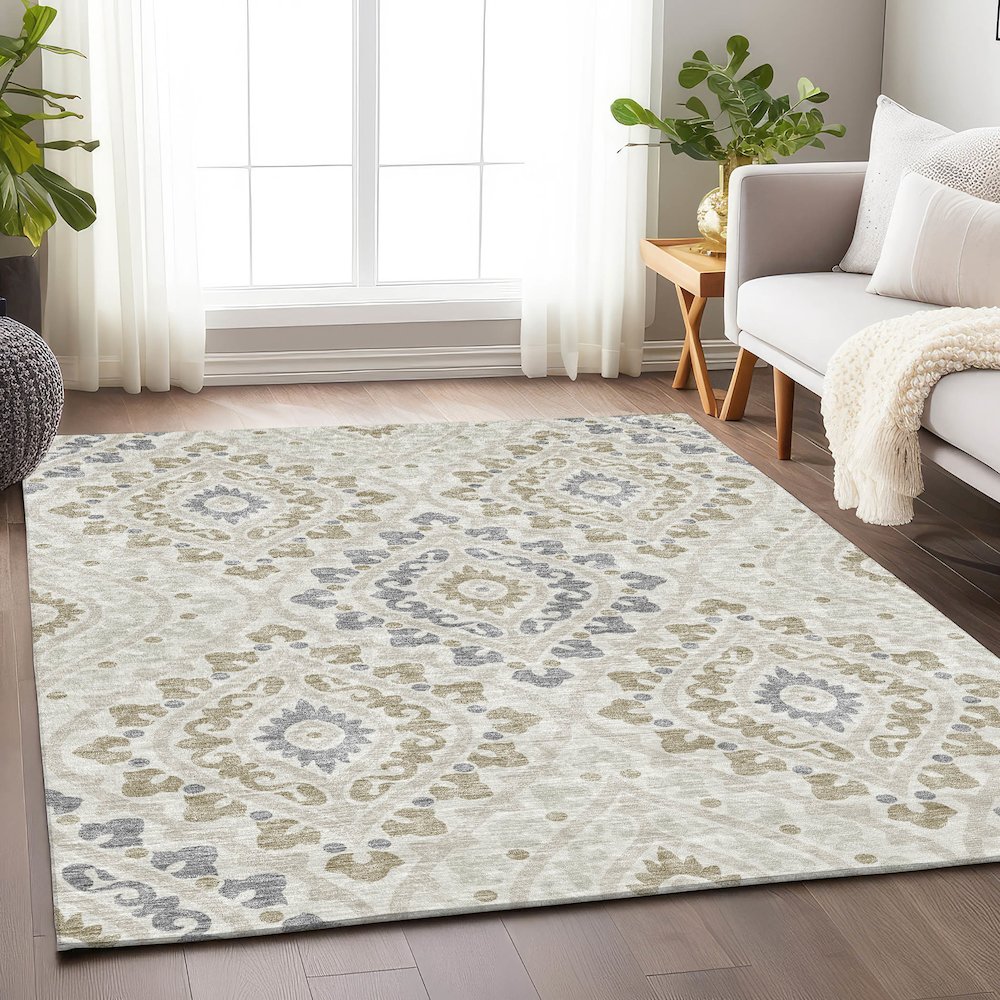 Premium Machine Washable Mayfield AMF761 Ivory 8' x 10' Rug. Picture 5