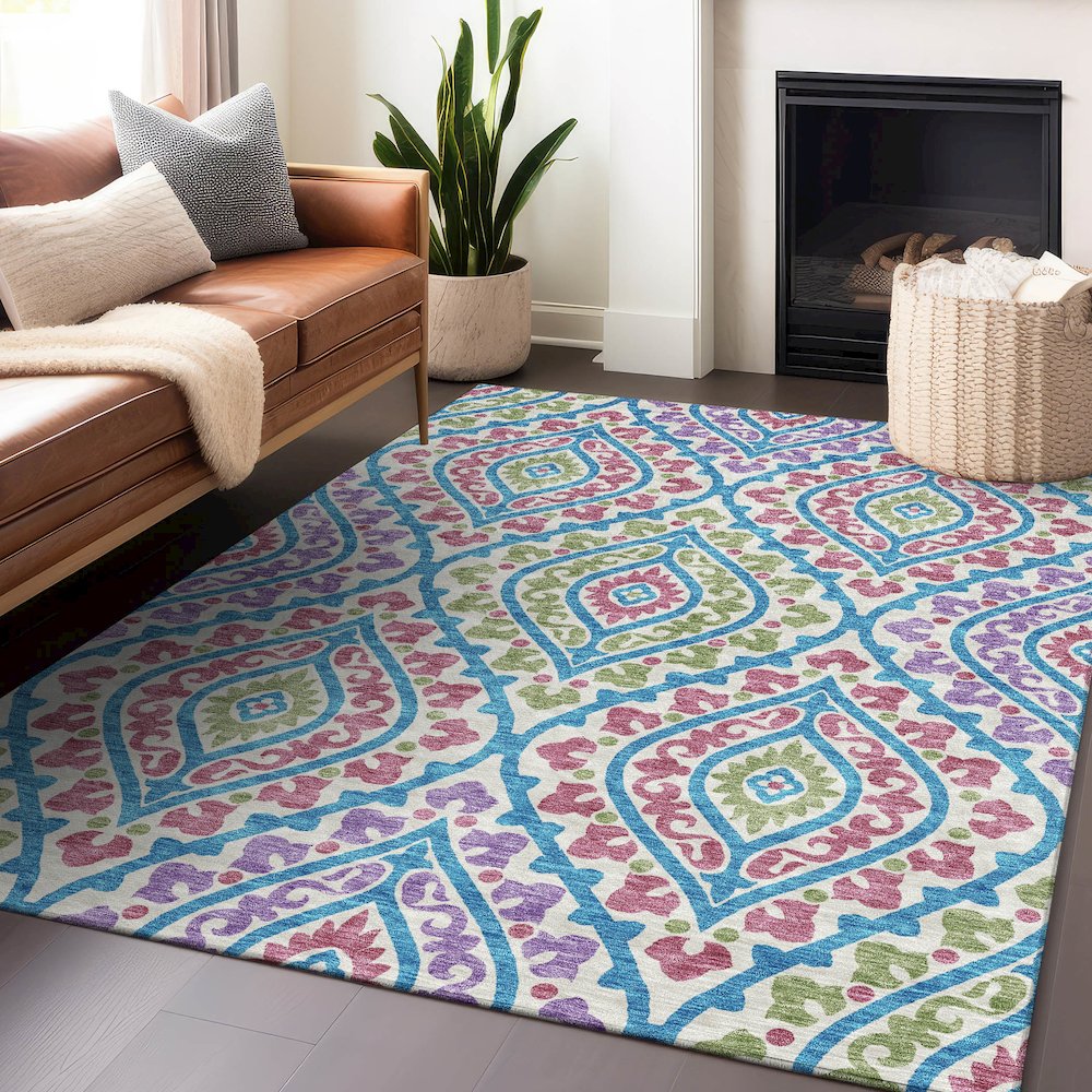 Premium Machine Washable Mayfield AMF761 White 8' x 10' Rug. Picture 6