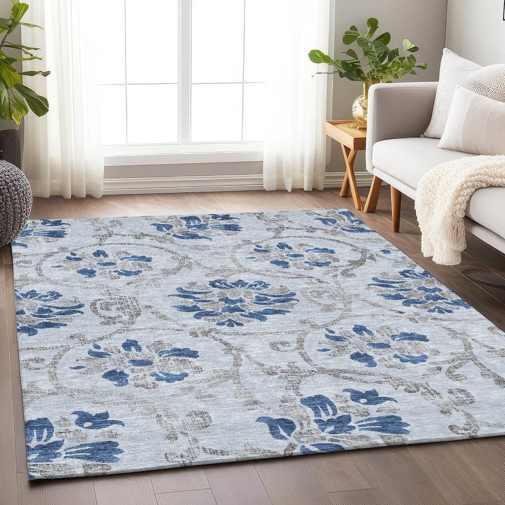 Premium Machine Washable Mayfield AMF762 Sky 8' x 10' Rug. Picture 5