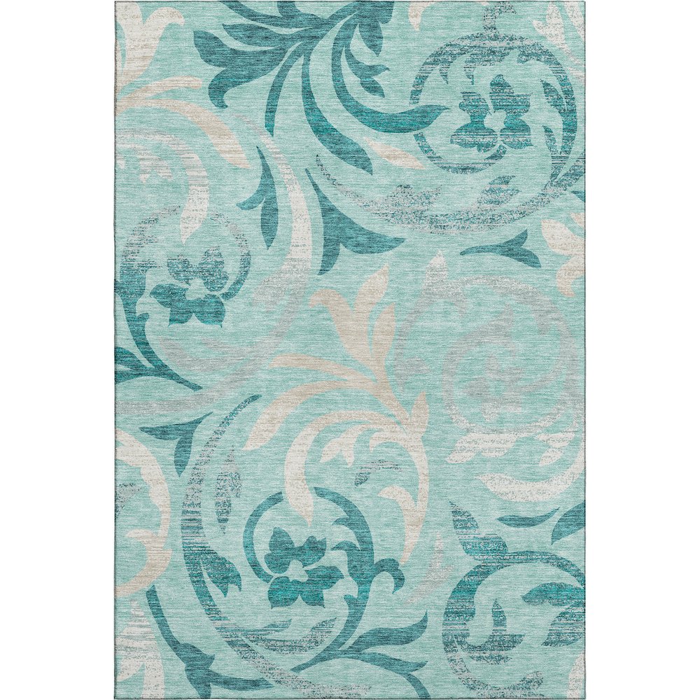 Premium Machine Washable Mayfield AMF764 Teal 8' x 10' Rug. Picture 1