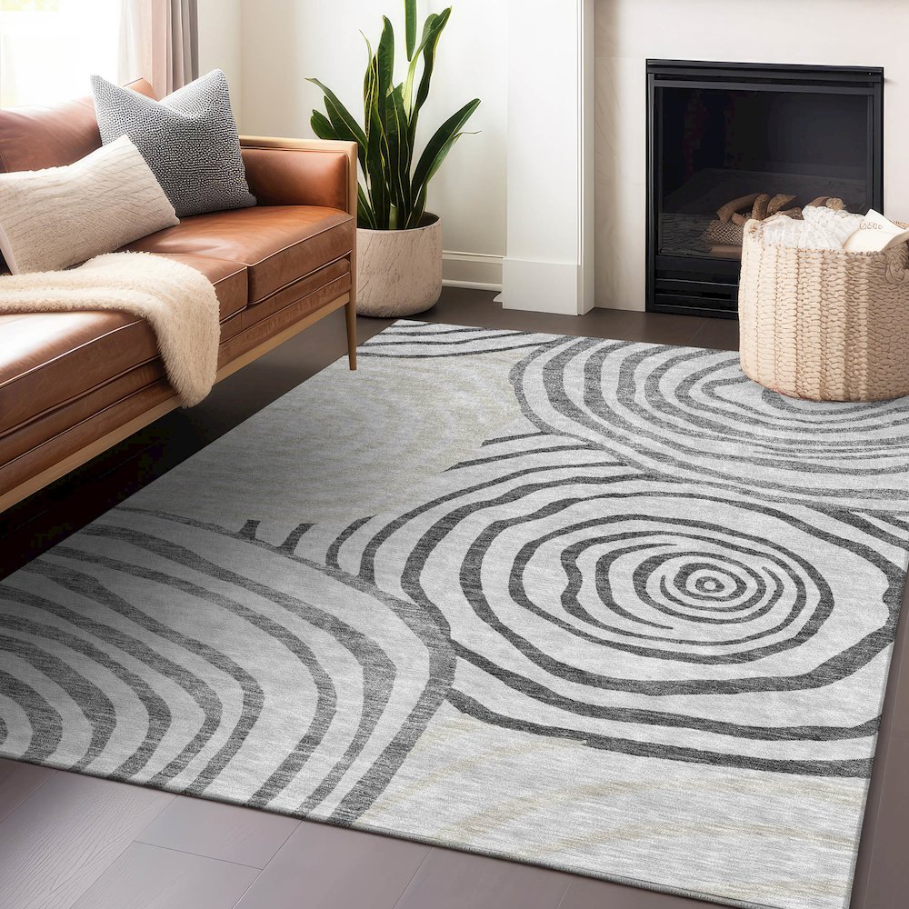 Premium Machine Washable Mayfield AMF765 Gray 8' x 10' Rug. Picture 6