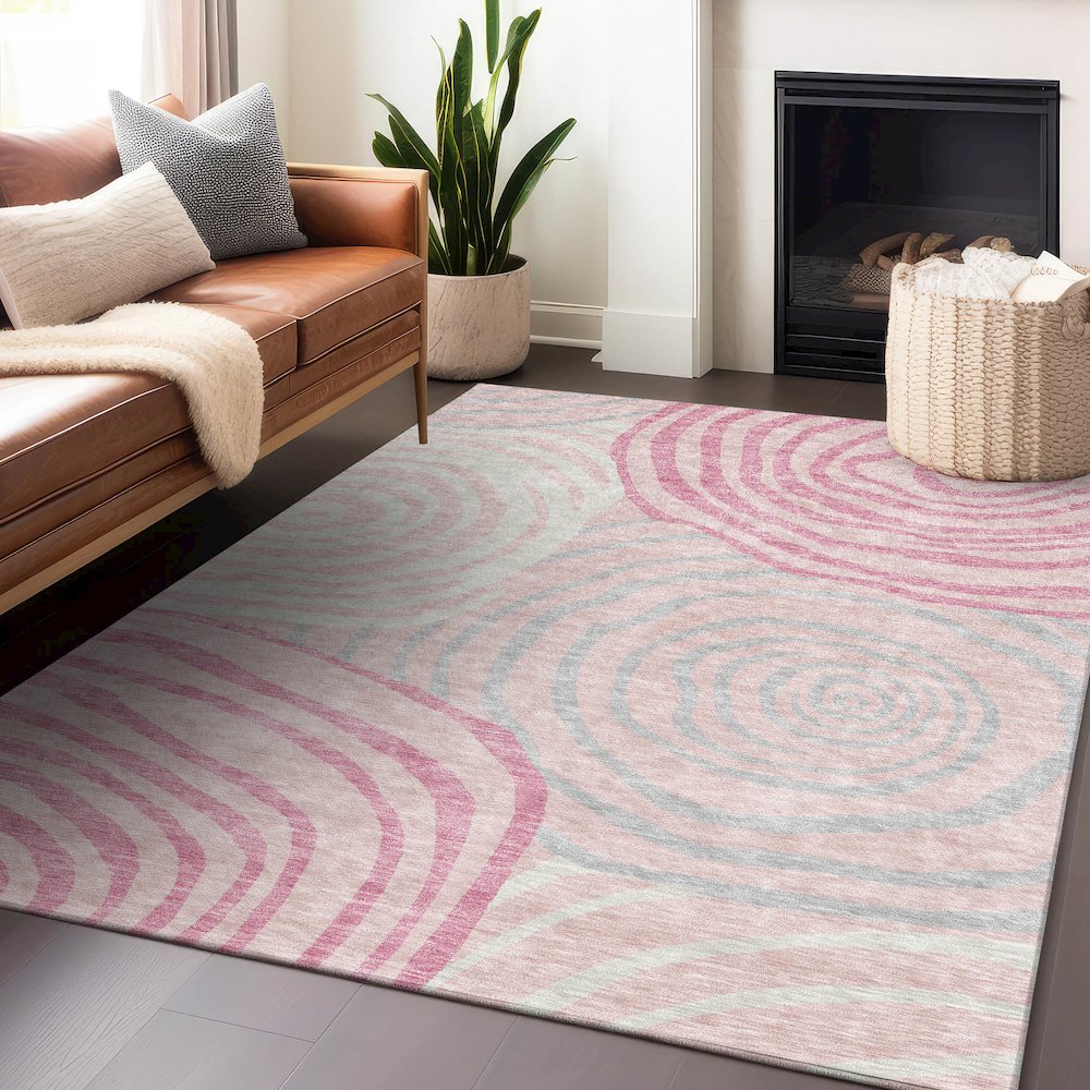 Premium Machine Washable Mayfield AMF765 Pink 8' x 10' Rug. Picture 6