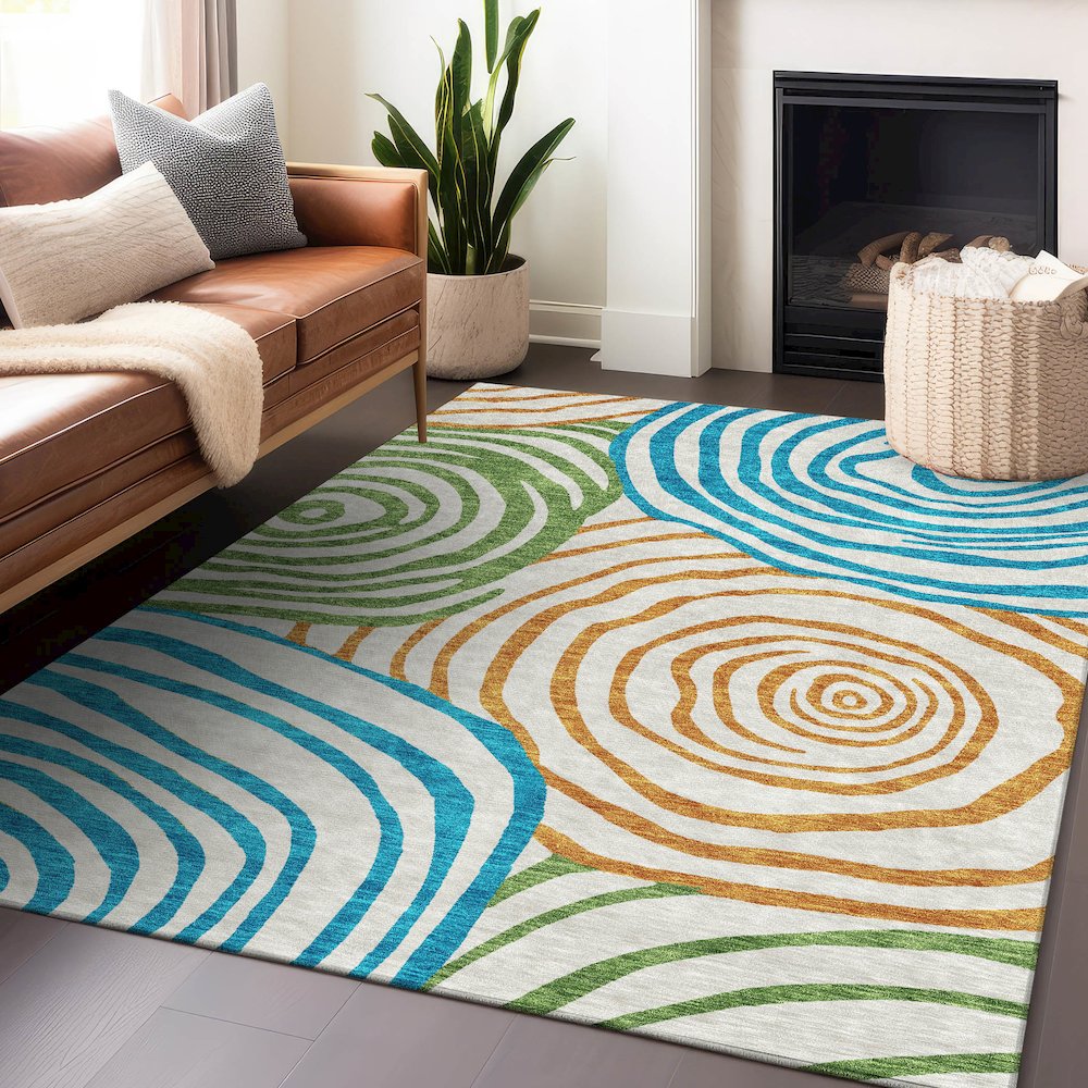 Premium Machine Washable Mayfield AMF765 White 8' x 10' Rug. Picture 6