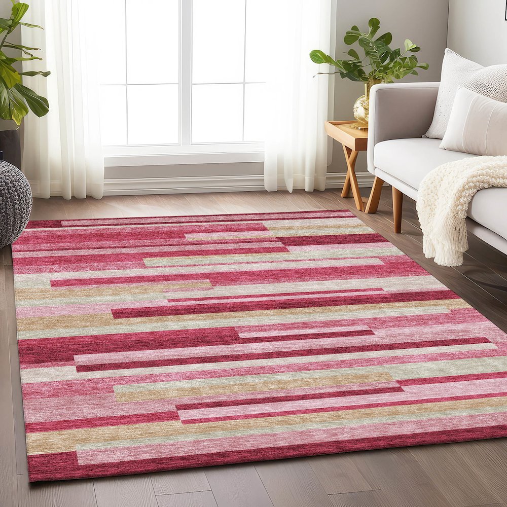 Premium Machine Washable Mayfield AMF766 Blush 8' x 10' Rug. Picture 5