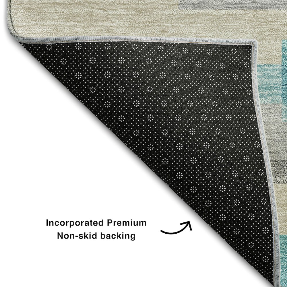 Premium Machine Washable Mayfield AMF766 Teal 3' x 5' Rug. Picture 2