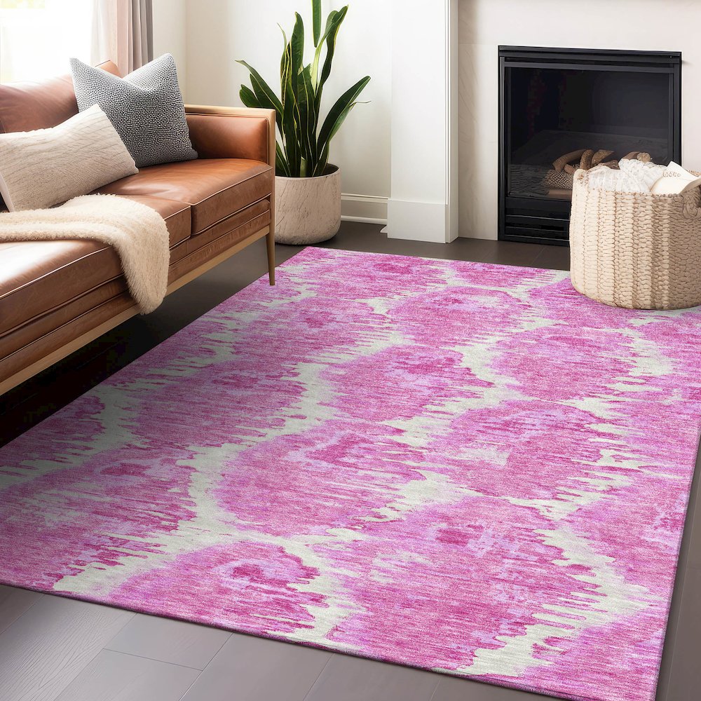 Premium Machine Washable Mayfield AMF767 Pink 8' x 10' Rug. Picture 6
