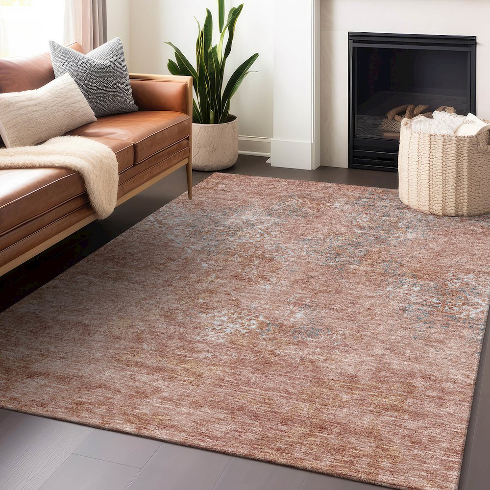 Premium Machine Washable Mayfield AMF769 Salmon 8' x 10' Rug. Picture 6
