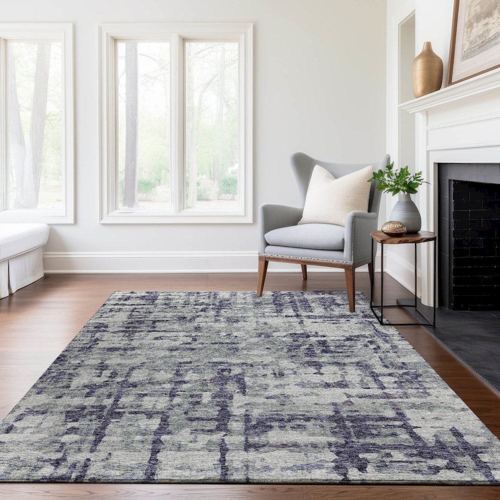 Premium Machine Washable Mayfield  Purple 8' x 10' Rug. Picture 6