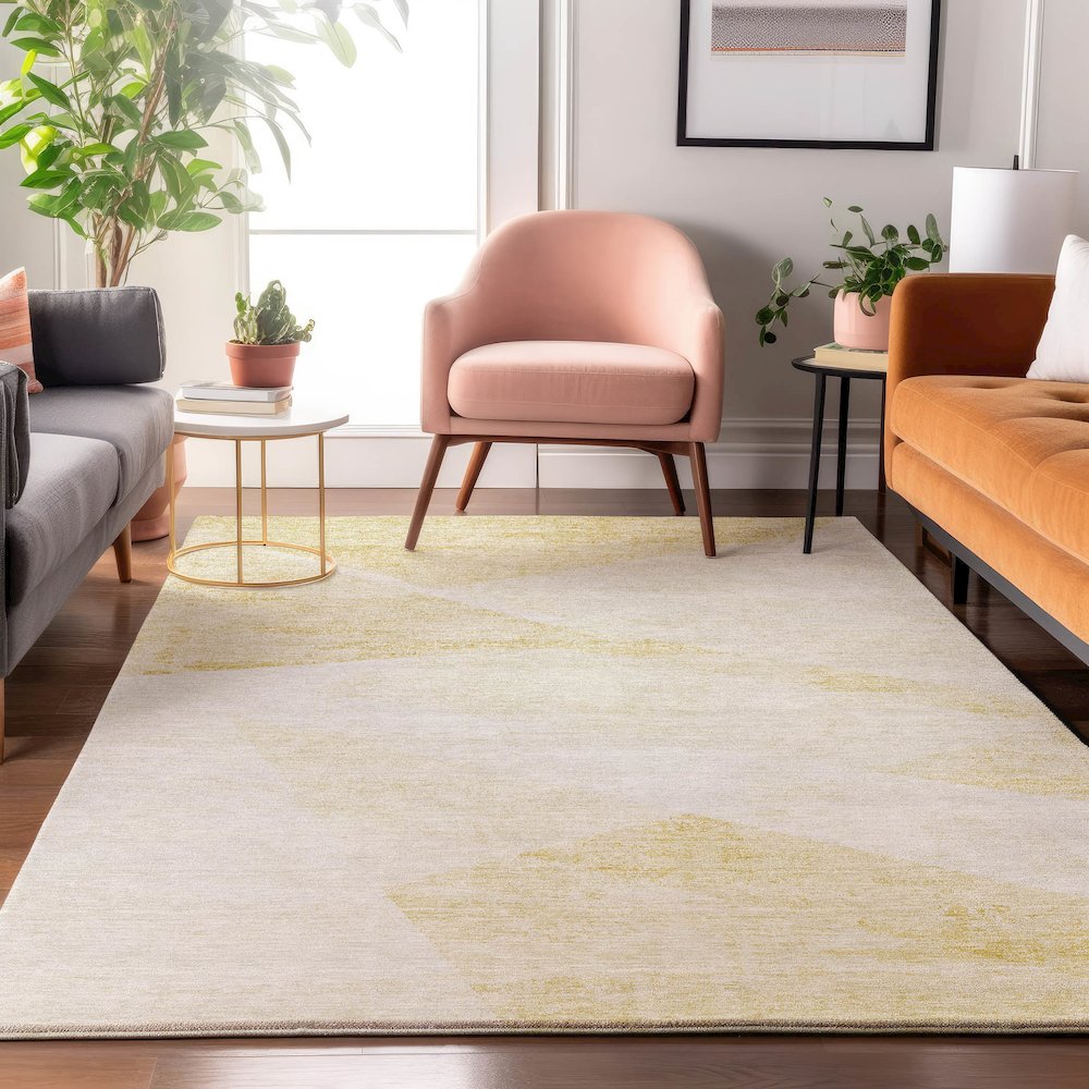 Premium Machine Washable Mayfield AMF770 Gold 8' x 10' Rug. Picture 5