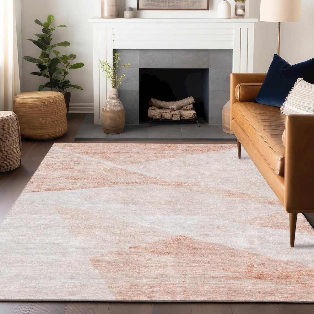 Premium Machine Washable Mayfield AMF770 Salmon 8' x 10' Rug. Picture 6
