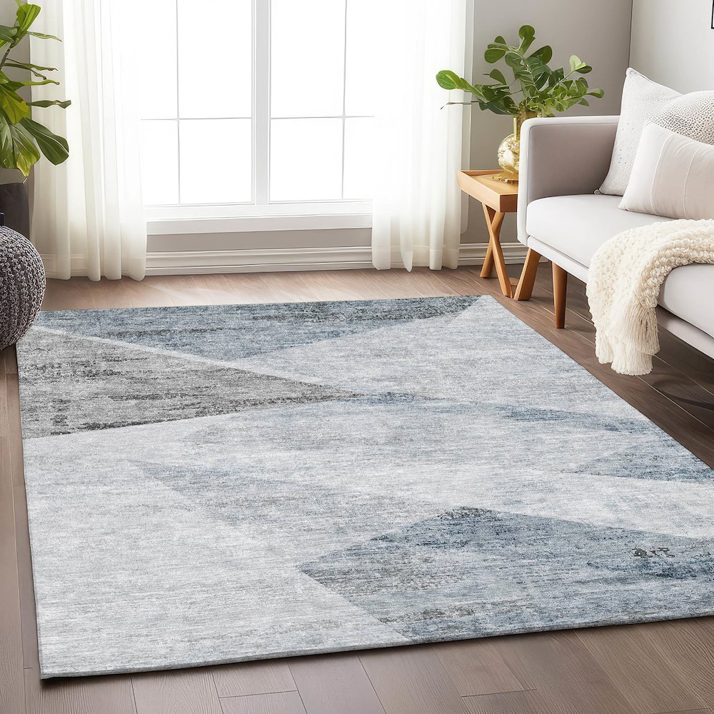 Premium Machine Washable Mayfield AMF770 Sky 8' x 10' Rug. Picture 6
