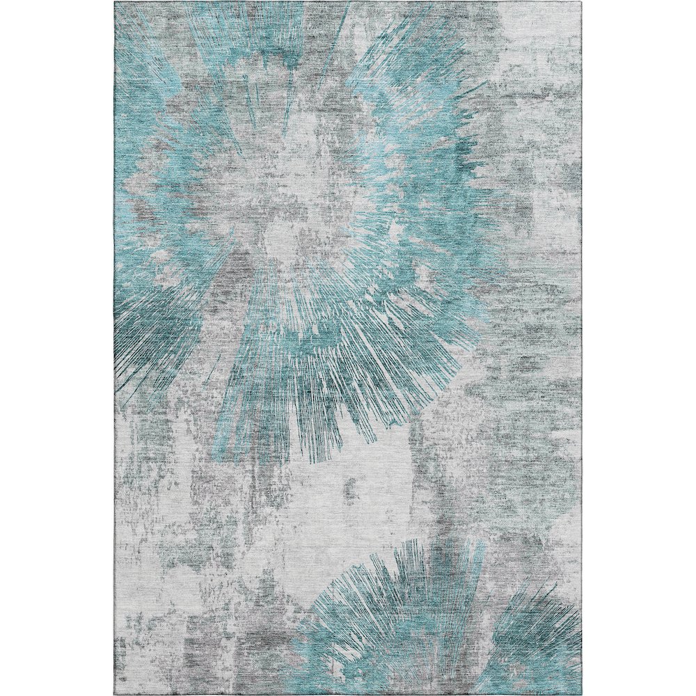 Premium Machine Washable Mayfield AMF773 Teal 8' x 10' Rug. Picture 1