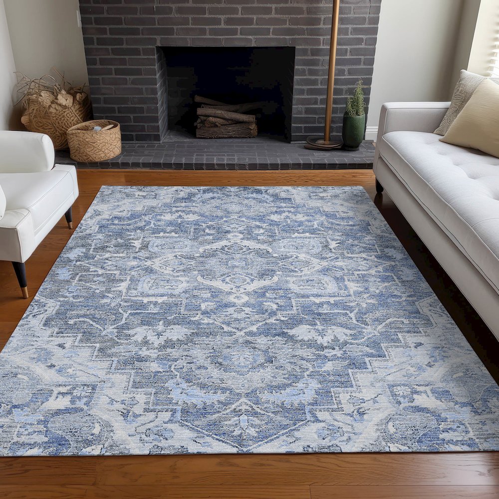 Premium Machine Washable Mayfield AMF774 Denim 8' x 10' Rug. Picture 5