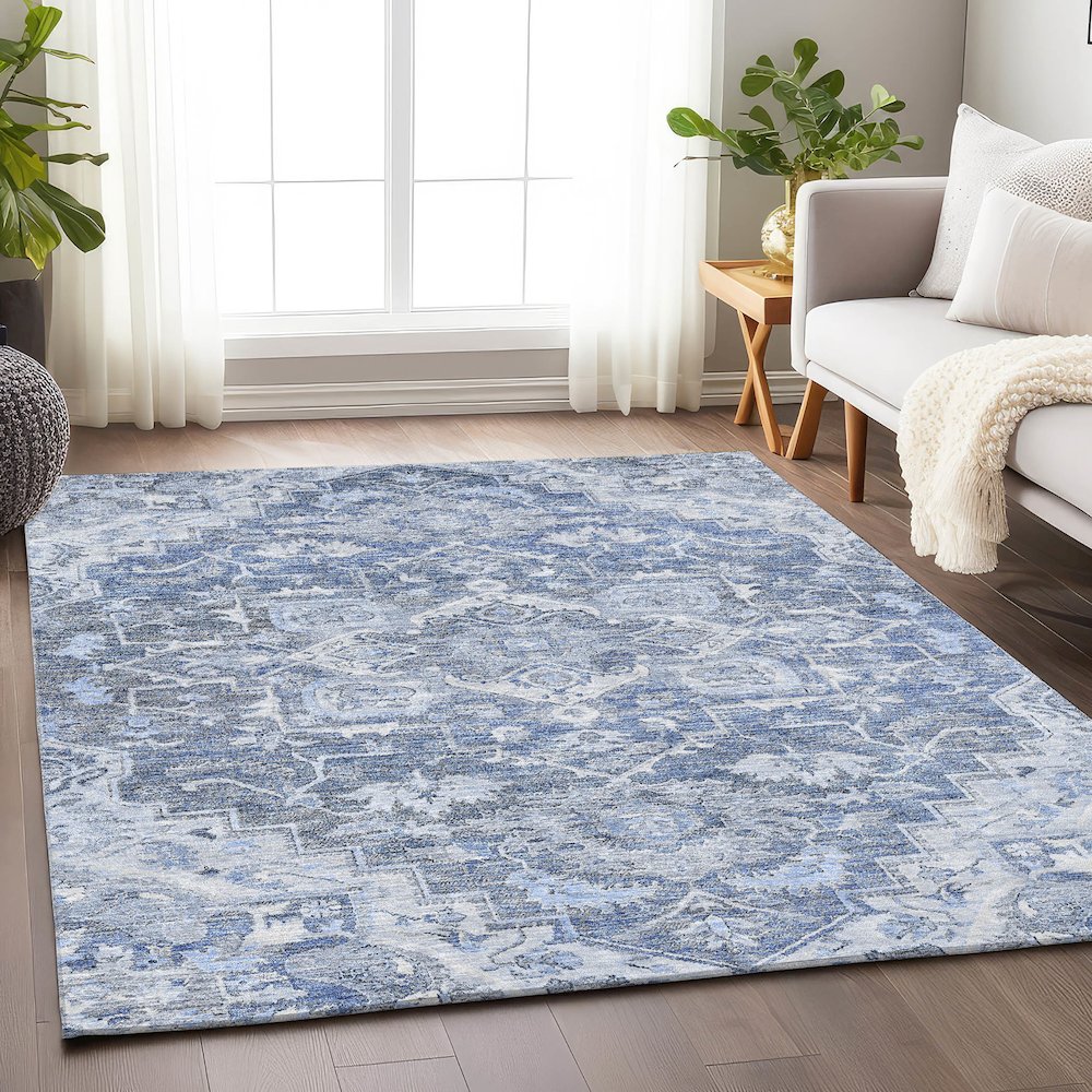 Premium Machine Washable Mayfield AMF774 Denim 8' x 10' Rug. Picture 6