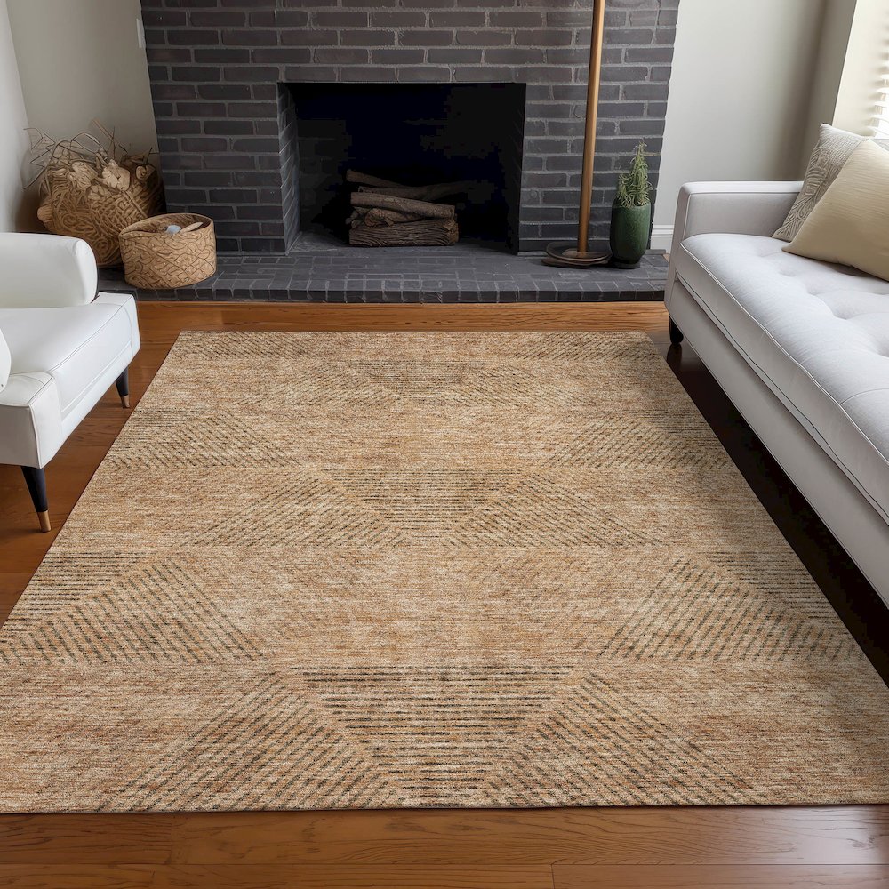 Premium Machine Washable Mayfield AMF777 Copper 8' x 10' Rug. Picture 5