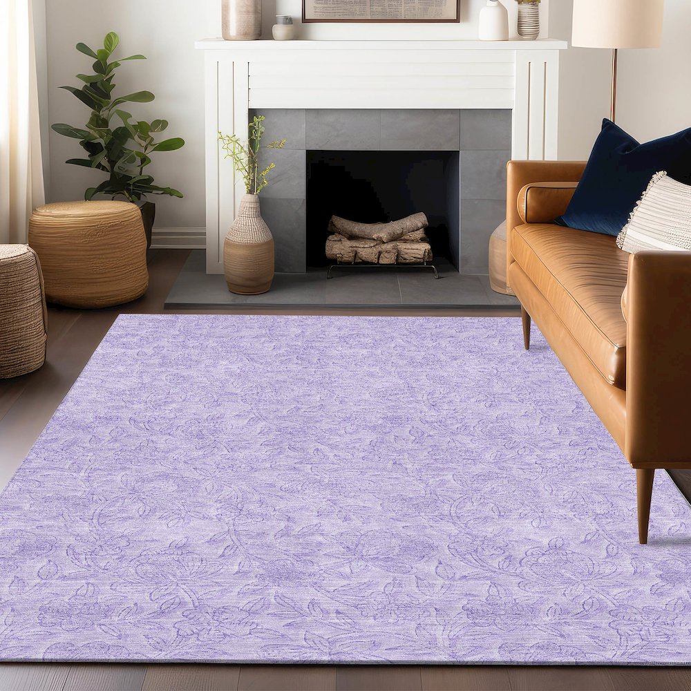 Premium Machine Washable Mayfield AMF782 Lilac 8' x 10' Rug. Picture 6