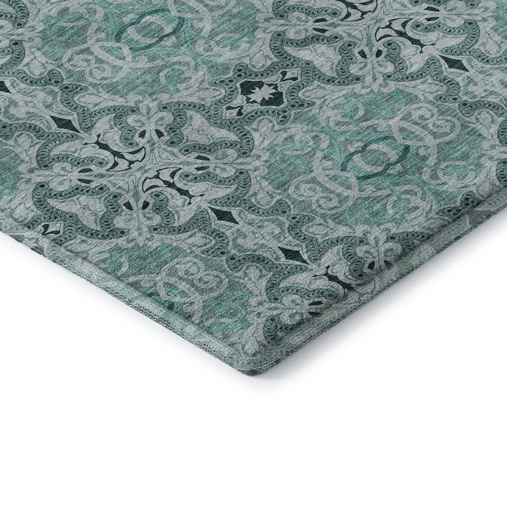 Premium Machine Washable Mayfield AMF783 Teal 3' x 5' Rug. Picture 3
